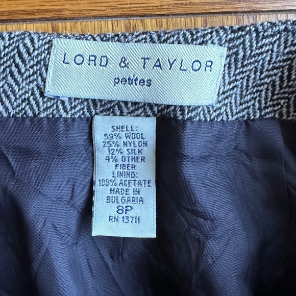 *LORD & TAYLOR* Petite Black x White Wool Pencil Skirt Size 8P - Picture 5 of 5